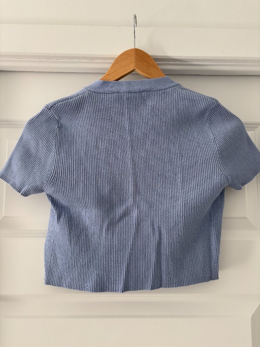 ✨ Zara Cropped Ribbed Cardigan – Light Blue ✨ - Picture 4 of 8